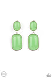 Meet Me At The Plaza - Green Clip-On Earrings - Paparazzi Accessories Clip-On Earrings Bedazzle Me Pretty Mobile Fashion Boutique