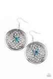 Mega Medallions - Blue Earrings - Paparazzi Accessories Earrings Bedazzle Me Pretty Mobile Fashion Boutique