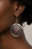 Mega Medallions - Pink Earrings - Paparazzi Accessories Earrings Bedazzle Me Pretty Mobile Fashion Boutique