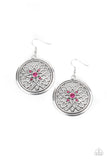 Mega Medallions - Pink Earrings - Paparazzi Accessories Earrings Bedazzle Me Pretty Mobile Fashion Boutique