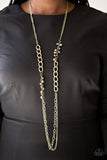 Mega Megacity - Brass Necklace - Paparazzi Accessories Necklace Bedazzle Me Pretty Mobile Fashion Boutique