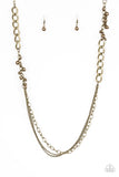Mega Megacity - Brass Necklace - Paparazzi Accessories Necklace Bedazzle Me Pretty Mobile Fashion Boutique