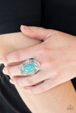 Mega Mother Nature - Blue Ring - Paparazzi Accessories Ring Bedazzle Me Pretty Mobile Fashion Boutique