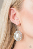 Mega Movie Star - White Earrings - Paparazzi Accessories Earrings Bedazzle Me Pretty Mobile Fashion Boutique