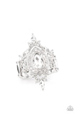 Mega Stardom - White Ring - Paparazzi Accessories Ring Bedazzle Me Pretty Mobile Fashion Boutique