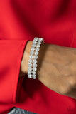 Megawatt Majesty - White Bracelet - Paparazzi Accessories Bracelet FS-Bedazzle Me Pretty Mobile Fashion Boutique