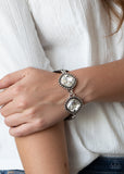 Megawatt - White Bracelet - Paparazzi Accessories Bracelet Bedazzle Me Pretty Mobile Fashion Boutique