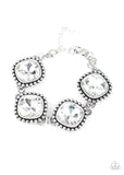 Megawatt - White Bracelet - Paparazzi Accessories Bracelet Bedazzle Me Pretty Mobile Fashion Boutique