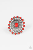 Mesa Mandala - Red Ring - Paparazzi Accessories Ring Bedazzle Me Pretty Mobile Fashion Boutique