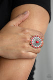 Mesa Mandala - Red Ring - Paparazzi Accessories Ring Bedazzle Me Pretty Mobile Fashion Boutique