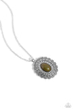 Mesa Medallion - Green Necklace - Paparazzi Accessories Necklace Bedazzle Me Pretty Mobile Fashion Boutique