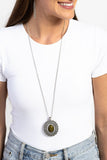 Mesa Medallion - Green Necklace - Paparazzi Accessories Necklace Bedazzle Me Pretty Mobile Fashion Boutique