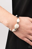 Mesa Vista - White Bracelet - Paparazzi Accessories Bracelet Bedazzle Me Pretty Mobile Fashion Boutique