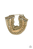 Metallic Horizon - Brass Bracelet - Paparazzi Accessories Bracelet Bedazzle Me Pretty Mobile Fashion Boutique