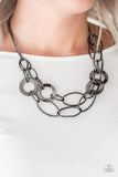 Metallic Maverick - Black Necklace - Paparazzi Accessories Necklace Bedazzle Me Pretty Mobile Fashion Boutique