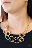 Metallic Maverick - Gold Necklace - Paparazzi Accessories Necklace Bedazzle Me Pretty Mobile Fashion Boutique