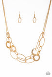 Metallic Maverick - Gold Necklace - Paparazzi Accessories Necklace Bedazzle Me Pretty Mobile Fashion Boutique