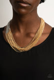 Metallic Merger - Gold Necklace - Paparazzi Accessories Necklace Bedazzle Me Pretty Mobile Fashion Boutique