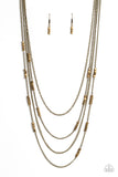 Metallic Monarch - Brass Necklace - Paparazzi Accessories Necklace Bedazzle Me Pretty Mobile Fashion Boutique