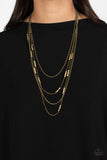 Metallic Monarch - Brass Necklace - Paparazzi Accessories Necklace Bedazzle Me Pretty Mobile Fashion Boutique