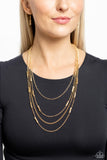 Metallic Monarch - Gold Necklace - Paparazzi Accessories Necklace Bedazzle Me Pretty Mobile Fashion Boutique