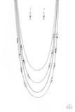 Metallic Monarch - Silver Necklace - Paparazzi Accessories Necklace Bedazzle Me Pretty Mobile Fashion Boutique