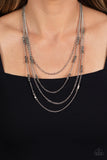 Metallic Monarch - Silver Necklace - Paparazzi Accessories Necklace Bedazzle Me Pretty Mobile Fashion Boutique