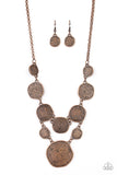 Metallic Patchwork - Copper Necklace - Paparazzi Accessories Necklace Bedazzle Me Pretty Mobile Fashion Boutique