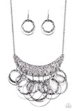 Metro Eclipse - Black Necklace - Paparazzi Accessories Necklace Bedazzle Me Pretty Mobile Fashion Boutique