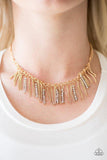 Metro Jungle - Gold Necklace - Paparazzi Accessories Necklace Bedazzle Me Pretty Mobile Fashion Boutique