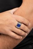 Metro Magnate - Blue Ring - Paparazzi Accessories Ring Bedazzle Me Pretty Mobile Fashion Boutique