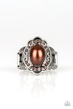 Metro Marina - Brown Ring - Paparazzi Accessories Ring Bedazzle Me Pretty Mobile Fashion Boutique