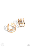 Metro Mashup - Gold Cuff Earrings - Paparazzi Accessories Post Earrings Bedazzle Me Pretty Mobile Fashion Boutique