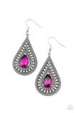 Metro Masquerade - Pink Earrings - Paparazzi Accessories Earrings Bedazzle Me Pretty Mobile Fashion Boutique