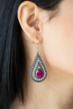 Metro Masquerade - Pink Earrings - Paparazzi Accessories Earrings Bedazzle Me Pretty Mobile Fashion Boutique