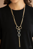 Metro Mechanics - Gold Necklace - Paparazzi Accessories Necklace Bedazzle Me Pretty Mobile Fashion Boutique