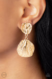 Metro Mermaid - Gold Clip-On Earrings - Paparazzi Accessories Clip-On Bedazzle Me Pretty Mobile Fashion Boutique