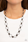 Metro Milestone - Black Necklace - Paparazzi Accessories Necklace Bedazzle Me Pretty Mobile Fashion Boutique