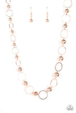 Metro Milestone - Rose Gold Necklace - Paparazzi Accessories Necklace Bedazzle Me Pretty Mobile Fashion Boutique