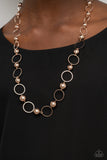 Metro Milestone - Rose Gold Necklace - Paparazzi Accessories Necklace Bedazzle Me Pretty Mobile Fashion Boutique