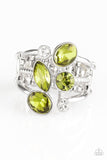 Metro Mingle - Green Ring - Paparazzi Accessories Ring Bedazzle Me Pretty Mobile Fashion Boutique
