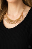 Metro Mirage - Gold Necklace - Paparazzi Accessories Necklace Bedazzle Me Pretty Mobile Fashion Boutique