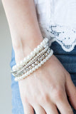 Metro Mix Up - White Bracelet - Paparazzi Accessories Bracelet Bedazzle Me Pretty Mobile Fashion Boutique