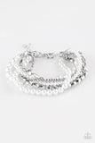 Metro Mix Up - White Bracelet - Paparazzi Accessories Bracelet Bedazzle Me Pretty Mobile Fashion Boutique