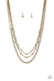 Metro Mixer - Brass Necklace - Paparazzi Accessories Necklace Bedazzle Me Pretty Mobile Fashion Boutique
