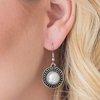 Metro Mogul - White Earrings - Paparazzi Accessories Earrings Bedazzle Me Pretty Mobile Fashion Boutique