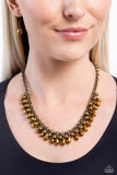 Metro Monarchy - Brass Necklace - Paparazzi Accessories Necklace Bedazzle Me Pretty Mobile Fashion Boutique