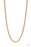 Metro Monopoly - Gold Mens Necklace - Paparazzi Accessories Mens Necklace Bedazzle Me Pretty Mobile Fashion Boutique