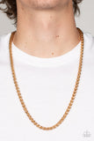 Metro Monopoly - Gold Mens Necklace - Paparazzi Accessories Mens Necklace Bedazzle Me Pretty Mobile Fashion Boutique