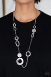 Metro Scene - Silver Necklace - Paparazzi Accessories Necklace Bedazzle Me Pretty Mobile Fashion Boutique